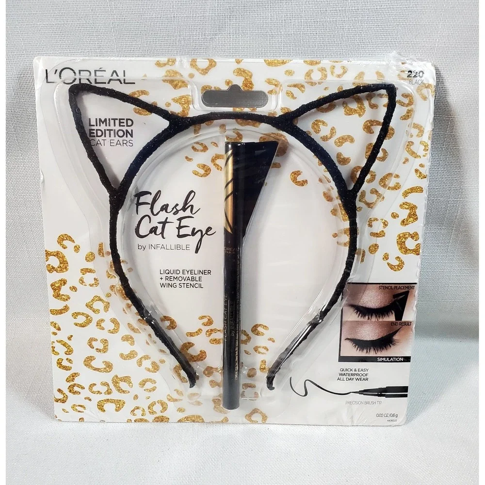 L'Oréal Flash Cat Eye Infallible Limited Edition Rare Cat Ears Stencil Set-Black